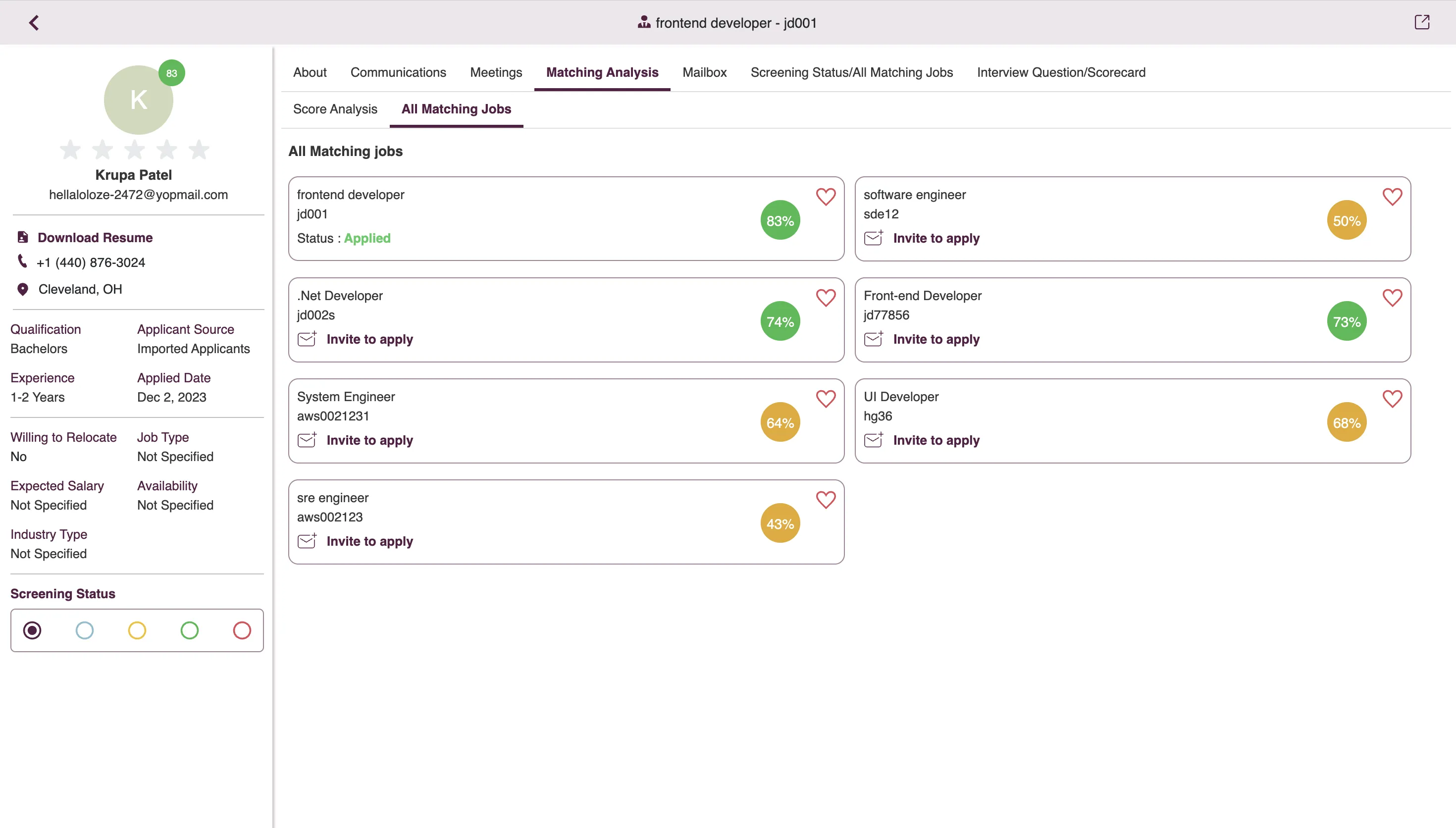 Detailed AI matching analysis