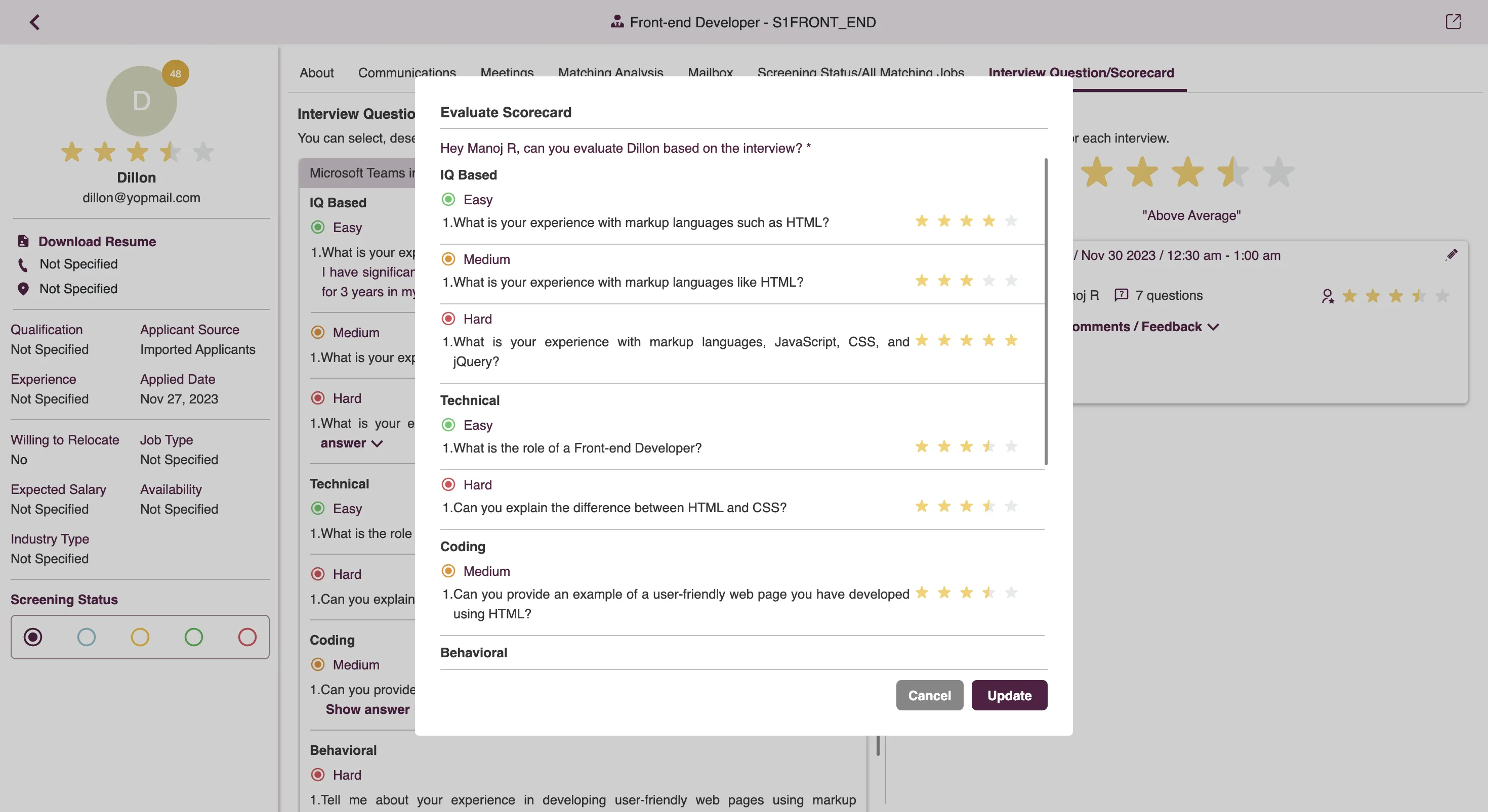 AI-Driven Evaluation Scorecard